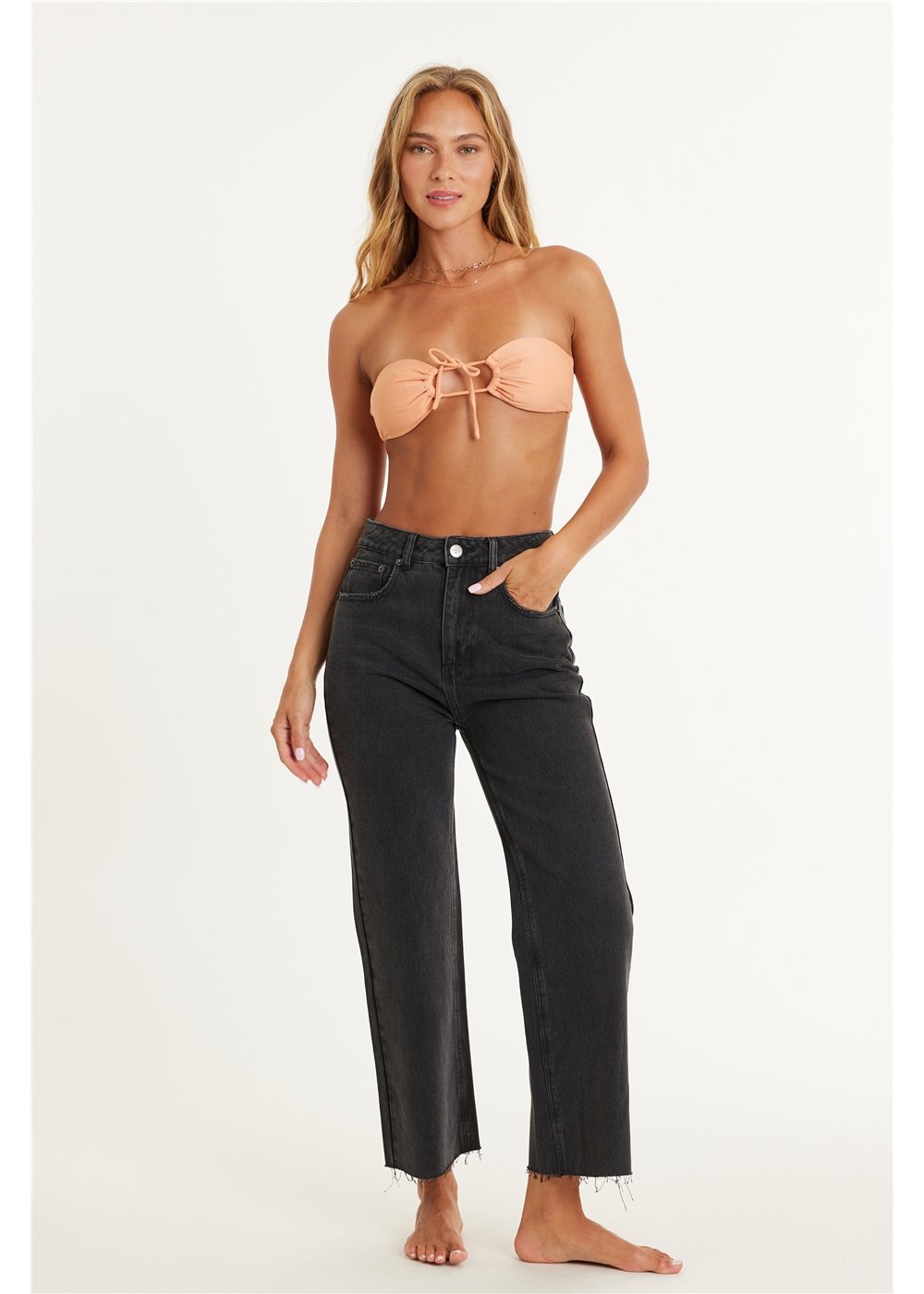 GABI CROP FLARE WOVEN JEAN