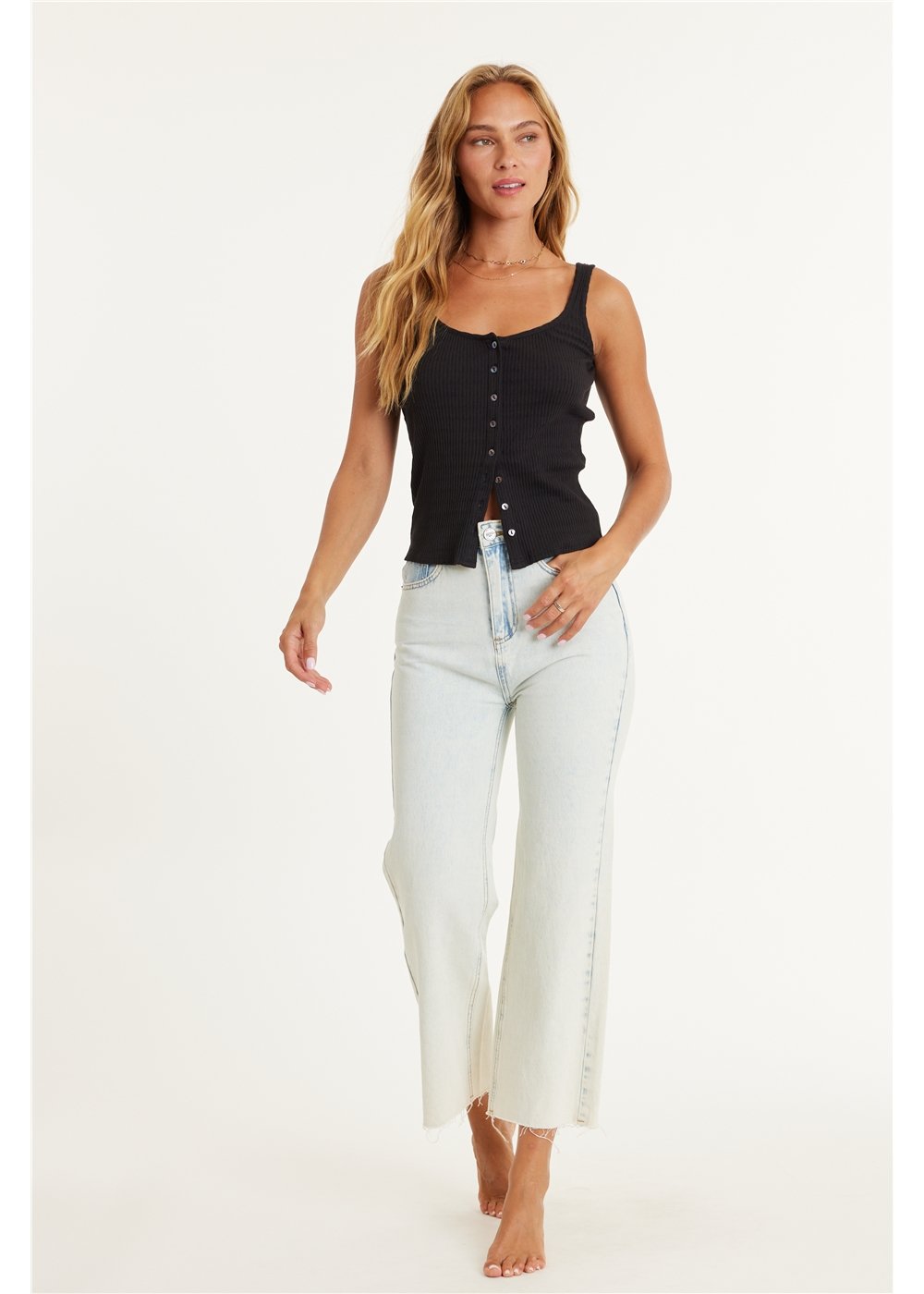 GABI CROP FLARE WOVEN JEAN