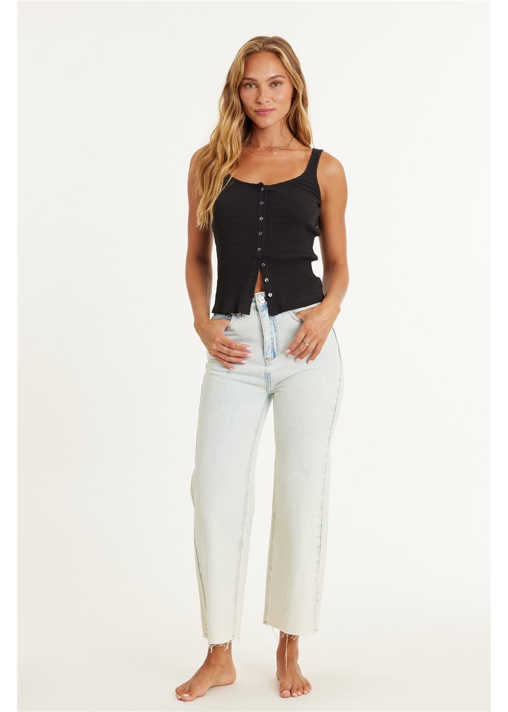 GABI CROP FLARE WOVEN JEAN