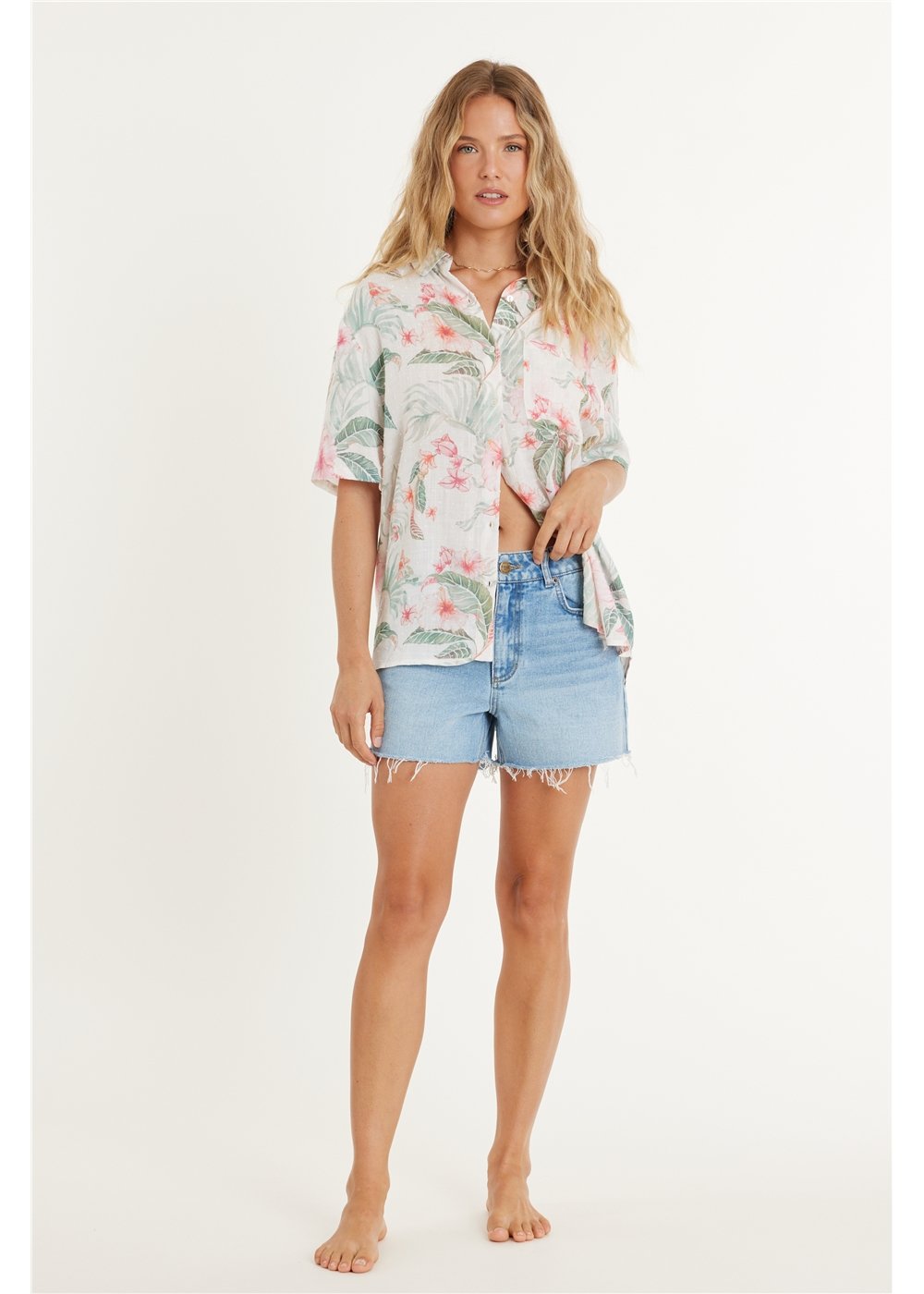 CABANA SHORT SLEEVE WOVEN TOP