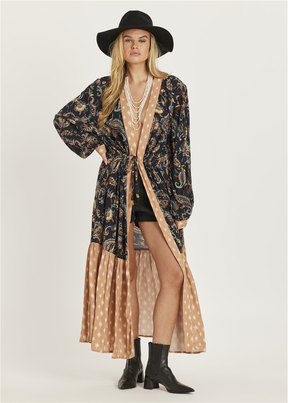 ZAHARA LONG SLEEVE WOVEN KIMONO