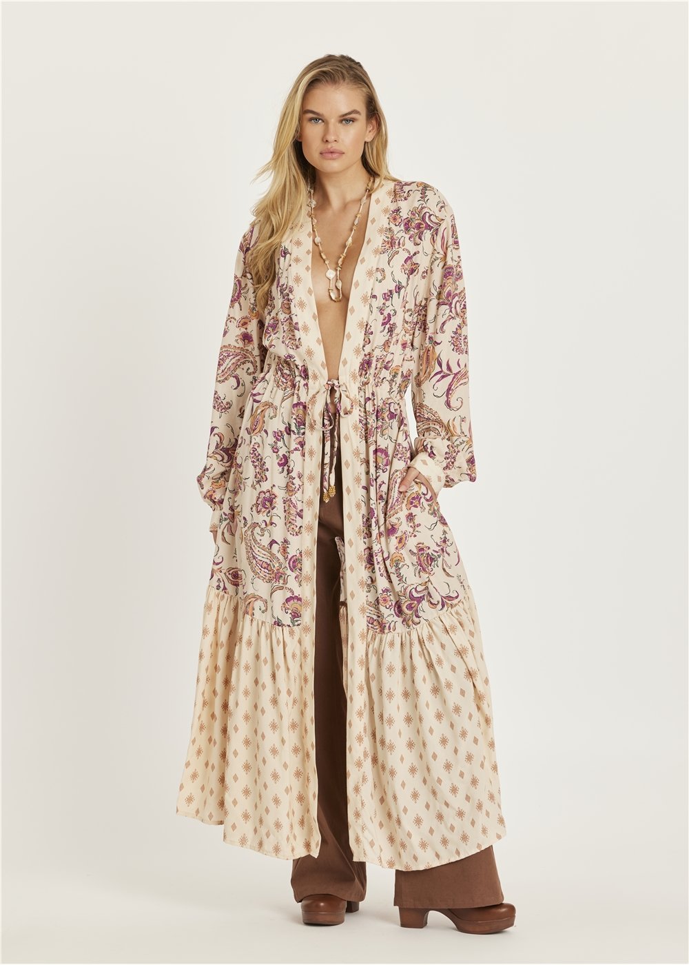 ZAHARA LONG SLEEVE WOVEN KIMONO