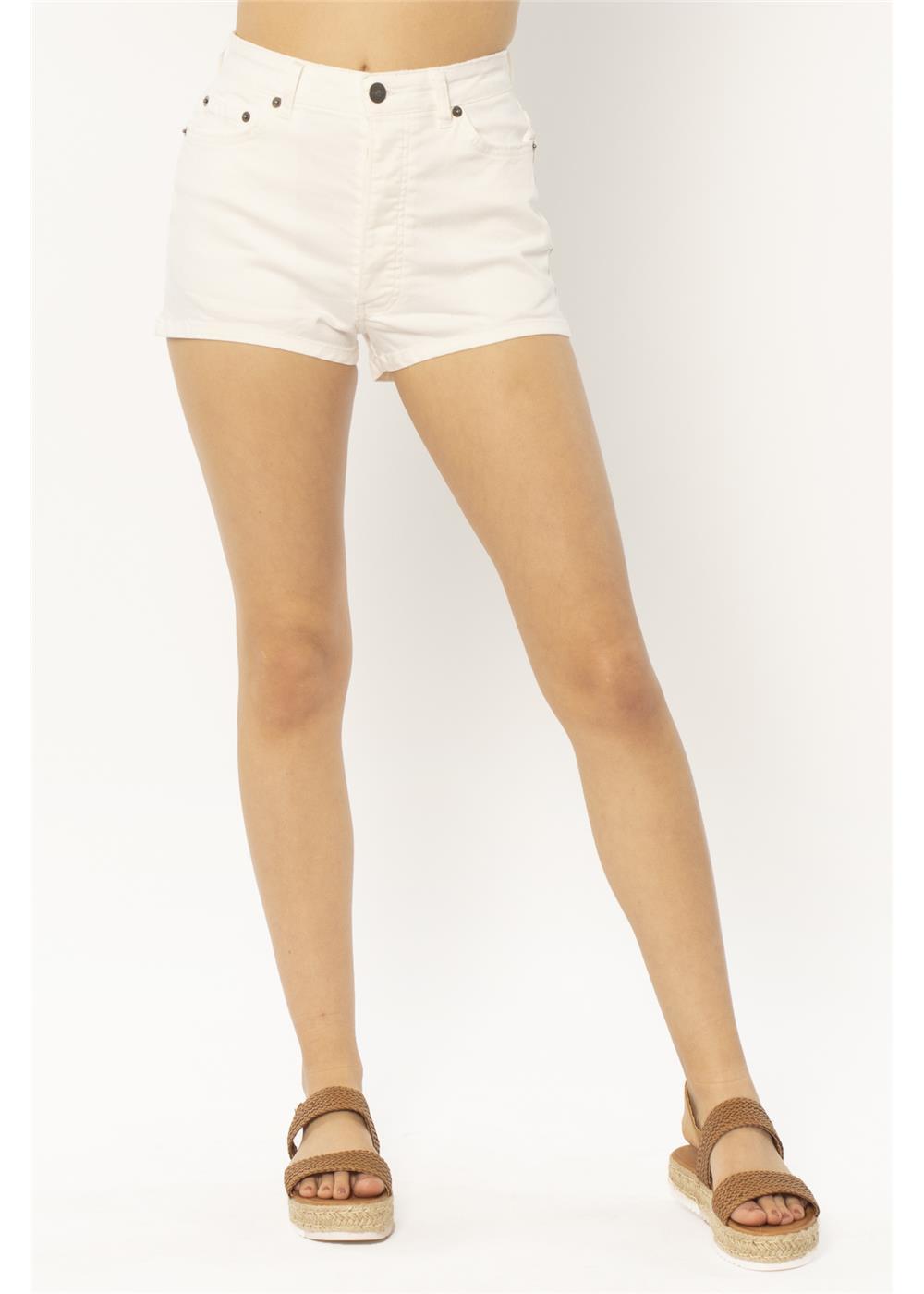 Amuse Society Women's White Alexis Woven Denim Short Front