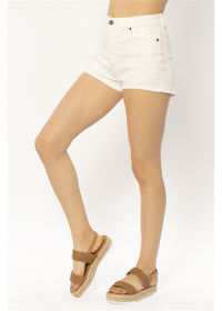 Amuse Society Women's White Alexis Woven Denim Short Side