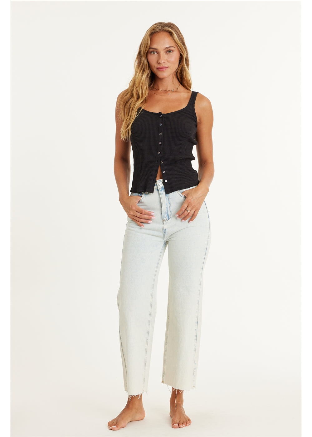 GABI CROP FLARE WVN JEAN