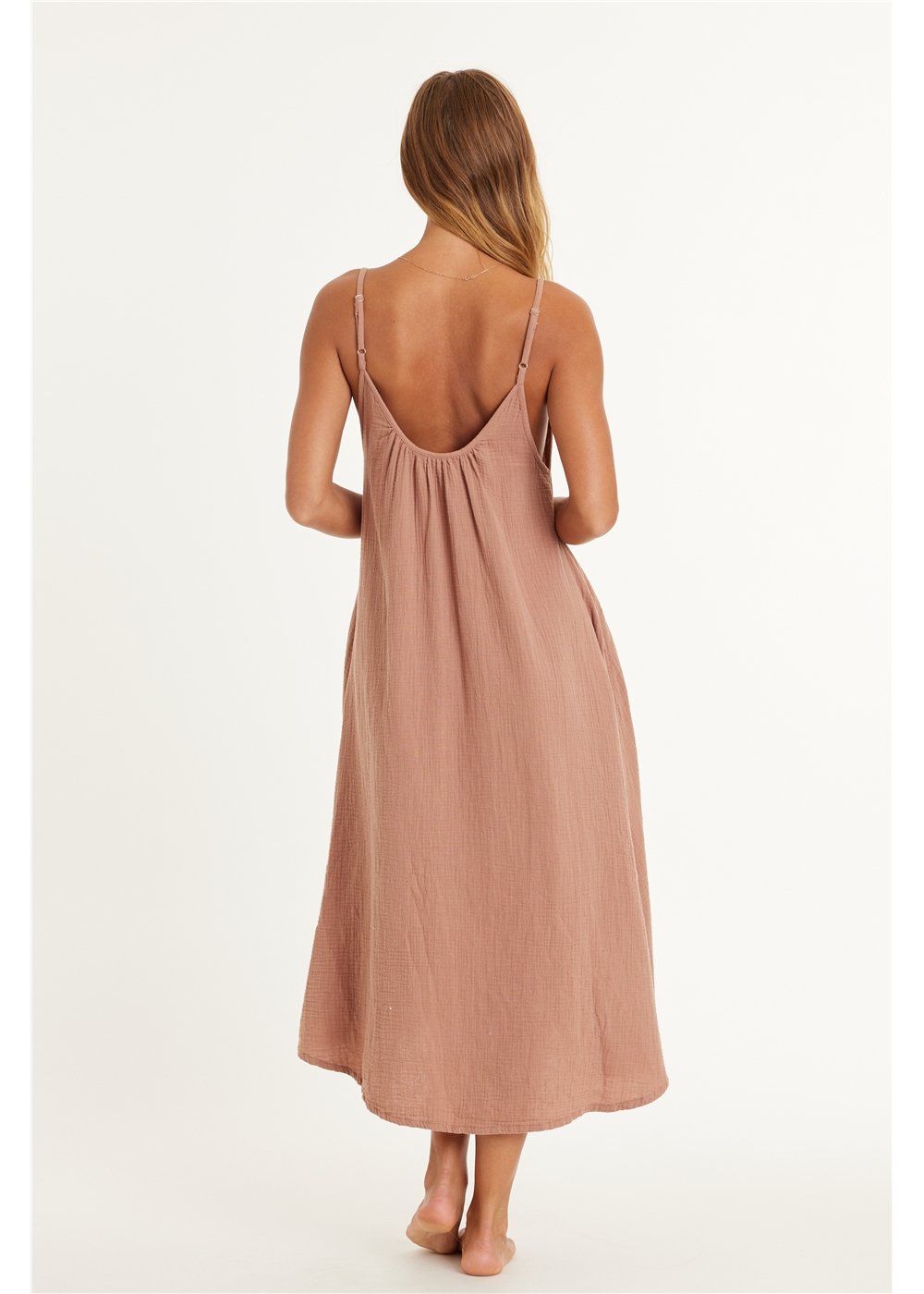 TAKING SIDES WOVEN MIDI DRESS