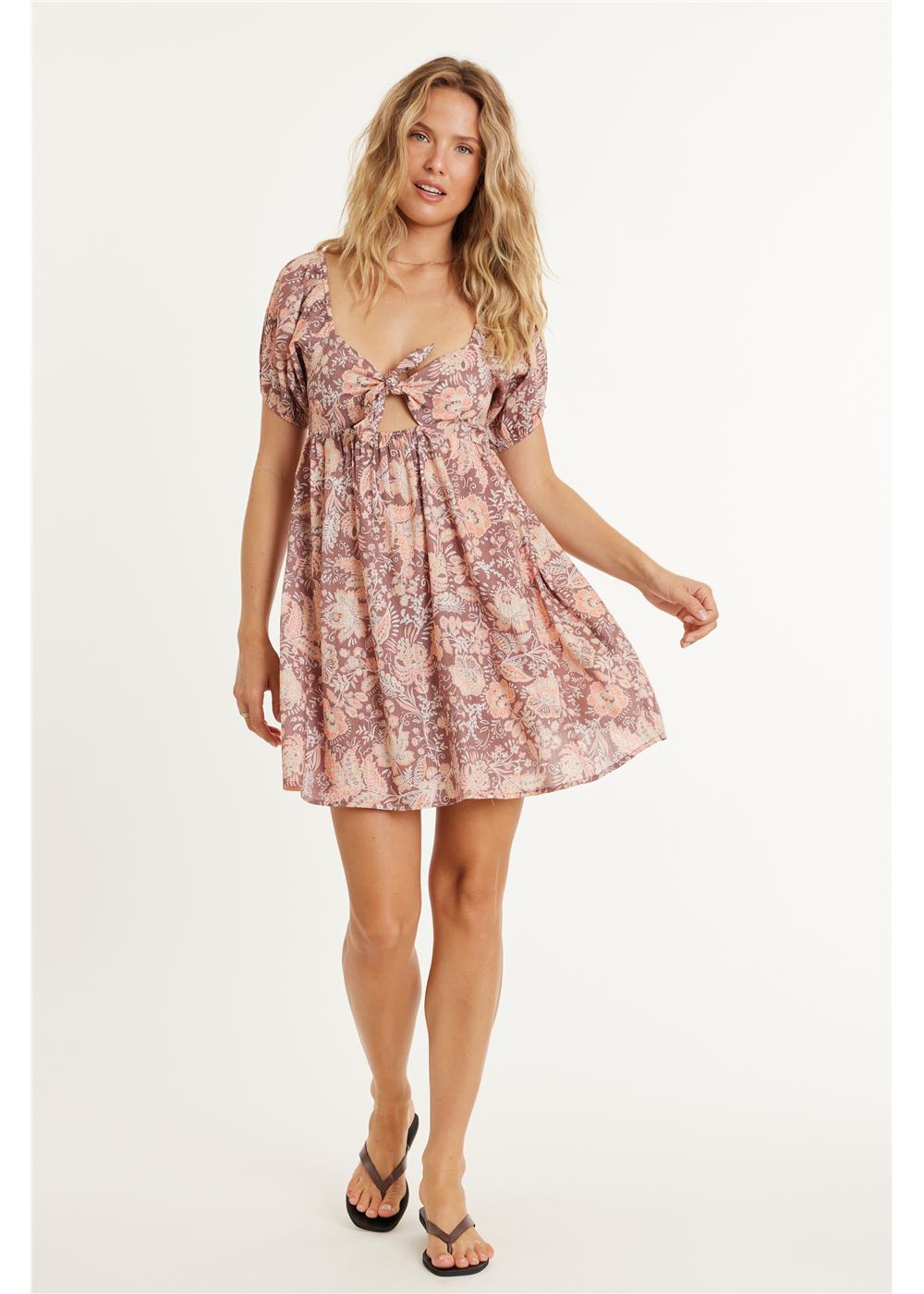 ISLAND FLORAL WOVEN MINI DRESS