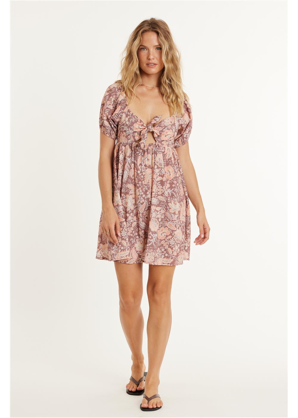 ISLAND FLORAL WOVEN MINI DRESS
