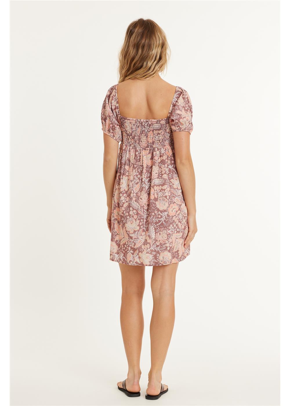ISLAND FLORAL WOVEN MINI DRESS