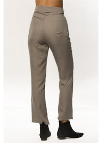 Amuse Society Women's Dolly Woven Pant in Willow. Back View on Model.