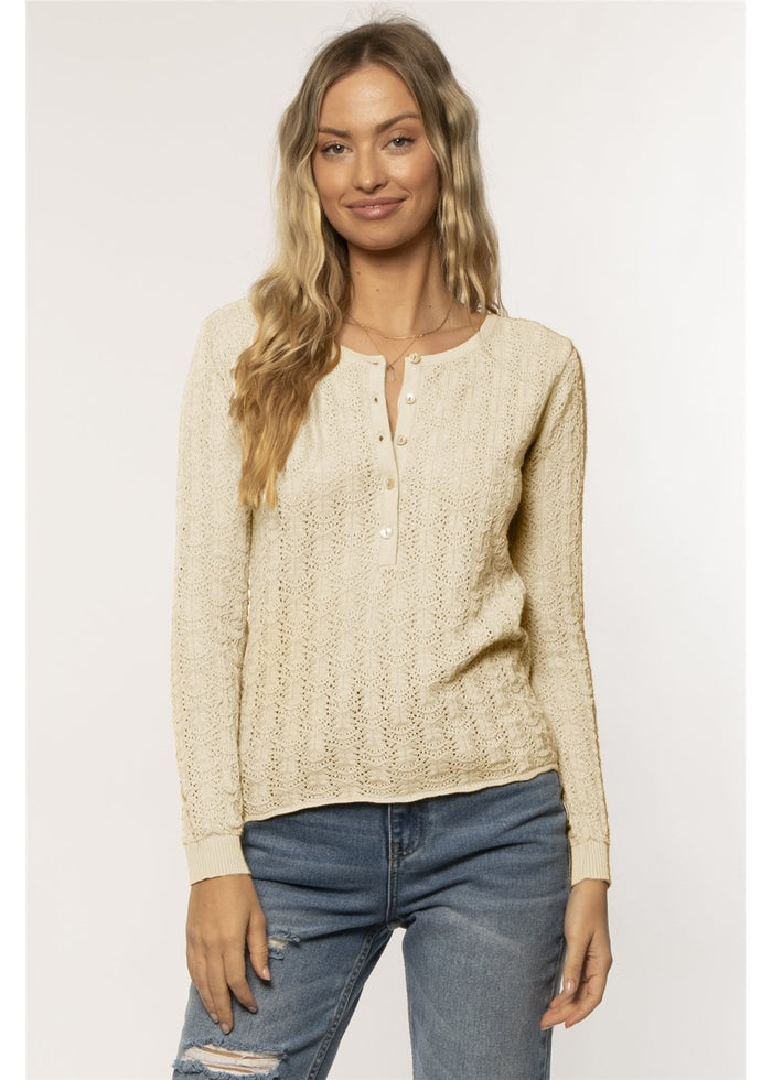 Society Amuse Women's Seashell Penrose Long Sleeve Sweater