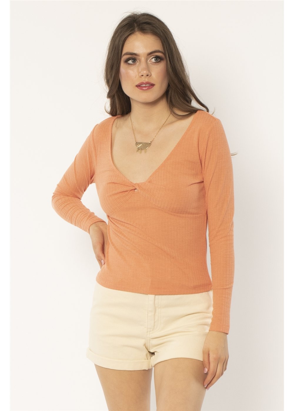 Amuse Society Women's Cayenne Quinn Long Sleeve knit top. Front View