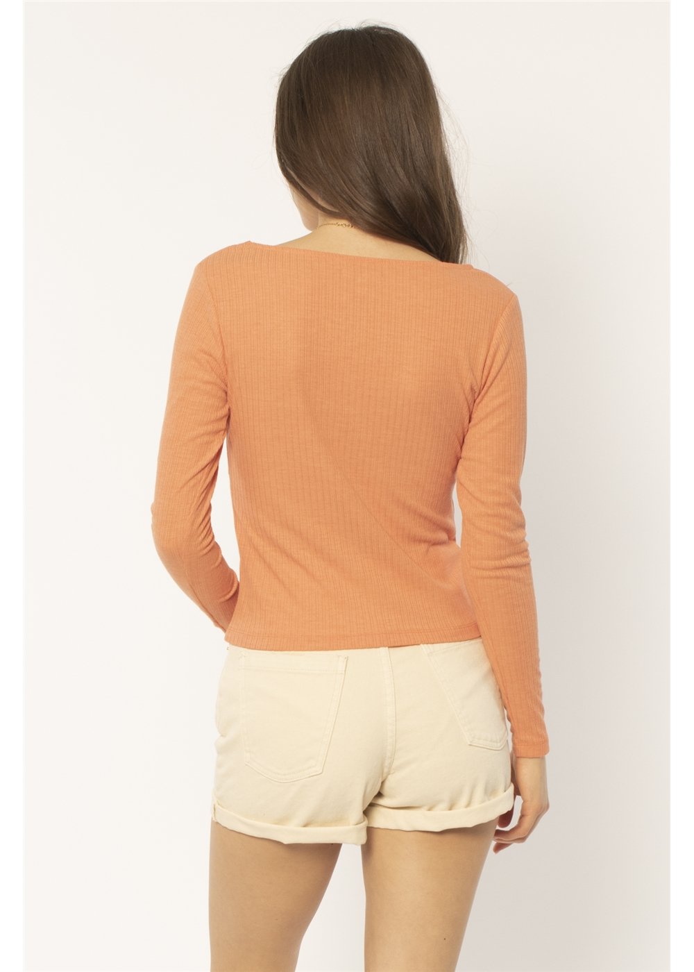 Amuse Society Women's Cayenne Quinn Long Sleeve knit top. Rear View