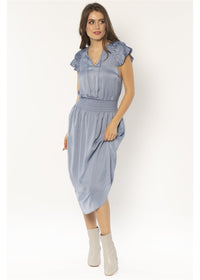 Amuse Society Women's Stone Blue Isola Woven Dress. Front View